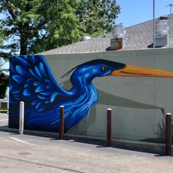 The Blue Heron Restaurant - Charles City - Nice mural on back of building