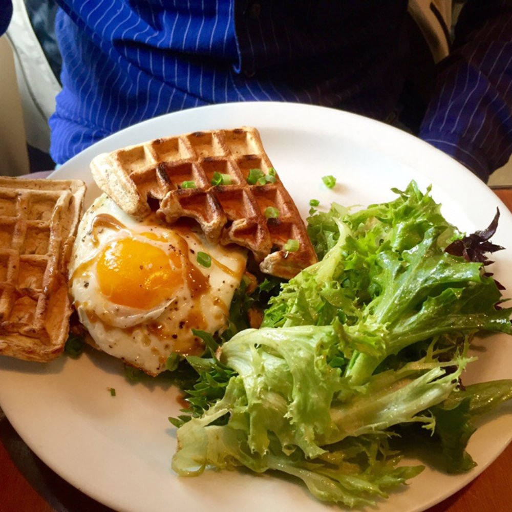 Local 111 - Brunch special- chicken confit waffle sandwich with a fried egg and honey mustard. Indulgent! - New American Near Me - Philmont, New York Local 111 - Brunch special- chicken confit waffle sandwich with a fried egg and honey mustard. Indulgent! - New American Near Me - Philmont, New York