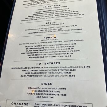 Bondi - Menu - Japanese Near Me - Oakland Park, Florida
