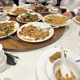 Pork fried rice, wor wonton soup leftovers, Mongolian beef, broccoli beef, chicken chow mein etc etc