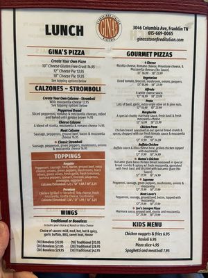 Gina's Stonefired Italian Pizzeria by null