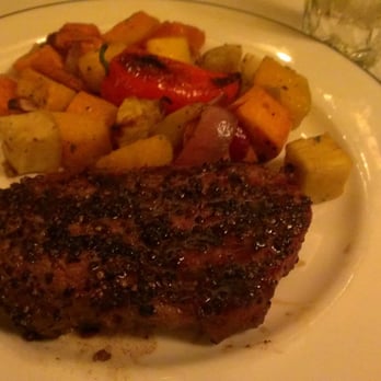 Metropolitan Grill - 12 oz new york peppercorn strip steak with roasted root veggies. $55 - American Near Me - Seattle, Washington Metropolitan Grill - 12 oz new york peppercorn strip steak with roasted root veggies. $55 - American Near Me - Seattle, Washington