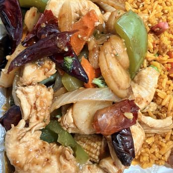 JJ Chinese Express - Szechuan Chicken (Dinner Combination) - Chinese Near Me - Long Beach, California