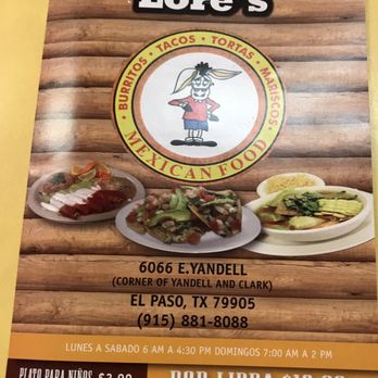 Burritos Lore's - The Menu - Mexican Near Me - El Paso, Texas