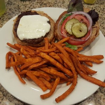 bellagreen - All Natural Beef Burger with Mozzarella Cheese and Sweet Potato Fries - New American Near Me - Houston, Texas bellagreen - All Natural Beef Burger with Mozzarella Cheese and Sweet Potato Fries - New American Near Me - Houston, Texas
