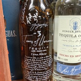 The tequila I was accused of stealing. I had taken a photo of this bottle & a few others while inside to later do research to learn more.