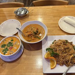 Pad Thai Noodle, Chicken Curry, Tom Kha Soup with Chicken Pad Thai Noodle, Chicken Curry, Tom Kha Soup with Chicken