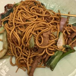 Pork Lo-mein, dish portion is small.