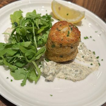 Warehouse 72 - Crab cake from monthly menu - New American Near Me - Houston, Texas Warehouse 72 - Crab cake from monthly menu - New American Near Me - Houston, Texas