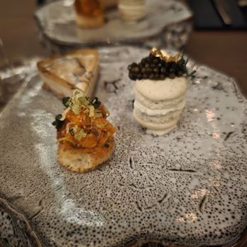 Stubborn Seed - Kalgua caviar macaron, Hudson valley Foie gras & black truffle tart, wagyu beef tartare (part of elevated tasting)- $45 - New American Near Me - Las Vegas, Nevada Stubborn Seed - Kalgua caviar macaron, Hudson valley Foie gras & black truffle tart, wagyu beef tartare (part of elevated tasting)- $45 - New American Near Me - Las Vegas, Nevada