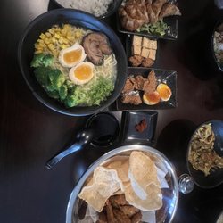 Goku Ramen Bar - Tonkatsu ramen with braised pork and Gyoza and fried tofu