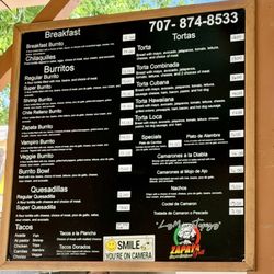 Zapata Grill - Menu May 2026