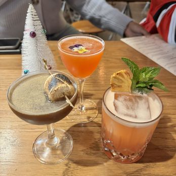 Dram and Draught - Campfire Delight, Jungle Bird (mint leaves), and the paper plane (not on menu) - Cocktail Bars Near Me - Raleigh, North Carolina