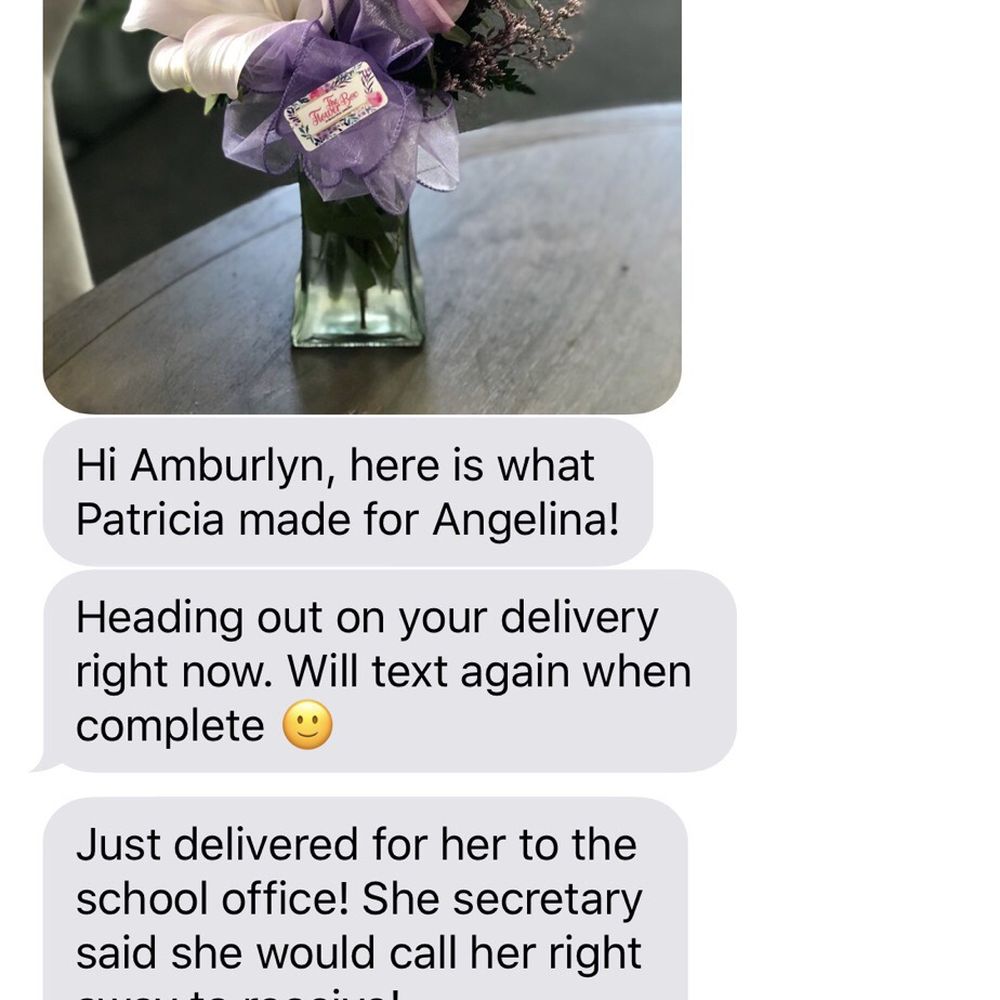 Awesome texts with updates & a photo of the exact arrangement made. Awesome texts with updates & a photo of the exact arrangement made.