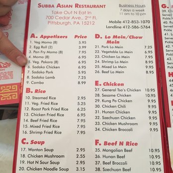 Subba Asian Restaurant - Here a pic of the menu! Pretty reasonably priced! - Indian Near Me - Pittsburgh, Pennsylvania Subba Asian Restaurant - Here a pic of the menu! Pretty reasonably priced! - Indian Near Me - Pittsburgh, Pennsylvania