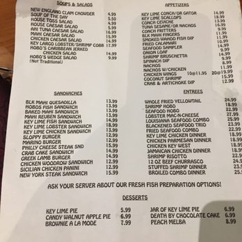 Hobo's Cafe - Limited COVID menu - New American Near Me - Key Largo, Florida