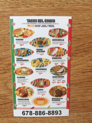 Menu photo 8 Tacos Del Chavo Kennesaw, GA Menu photo 8 Tacos Del Chavo Kennesaw, GA