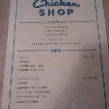 Chicken Shop - Drinks menu - Chicken Shop Near Me - Crouch End, XGL