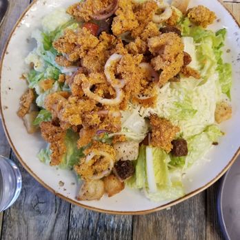Sixty Six Acres - Bland ceasar salad with spucy lime dressing and fried chicken, no flavor - Cocktail Bars Near Me - Albuquerque, New Mexico