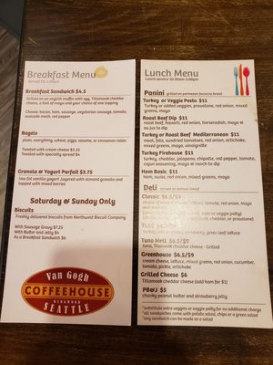 Menu photo 5 Van Gogh Coffeehouse Seattle, WA