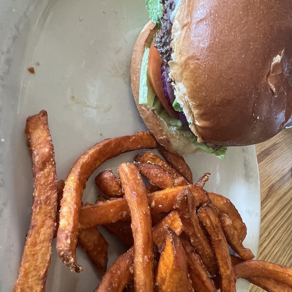 a hamburger and french fries a hamburger and french fries