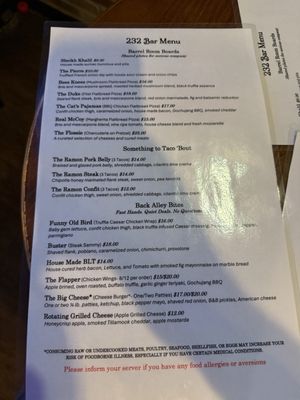 Menu photo 2 232 Bar Tampa, FL
