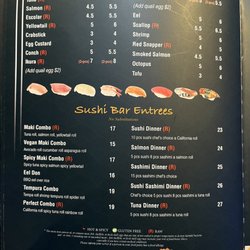 Menu a la carte sushi
