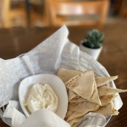 Mazza Mediterranean Cuisine - Complimentary pita and toum