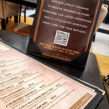 Toast Coffeehouse - a menu and a qr code - Breakfast & Brunch Near Me - Long Beach, New York