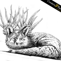 Creatrix Realms Art Studio - Celeste Schield Jacobi - Wine & watercolor - Fierce Fox painting at Nobles Urban Tasting Room