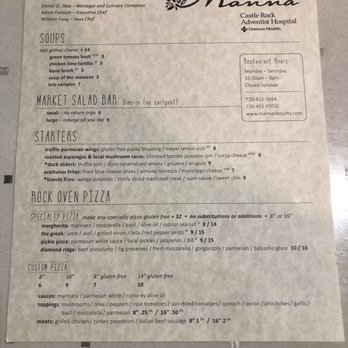 Manna Restaurant - Front Menu - New American Near Me - Castle Rock, Colorado