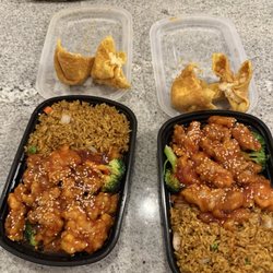China King - Sesame chicken with fried rice and crab Rangoon
