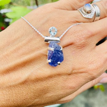 Deep Sea Gypsy - Natural Rough Tanzanite and Topaz on Sterling silver necklace - Jewelry Near Me - Destin, Florida