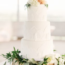 Carisa's Cake Company - Fondant wedding cake with royal icing mountain and trees design completely freehand.