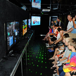 Game Changer - Custom stadium seating with amazing laser lights to enhance the party atmosphere!