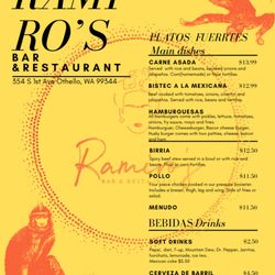 Ramiro’s Bar & Restaurant - Food Menu page 2