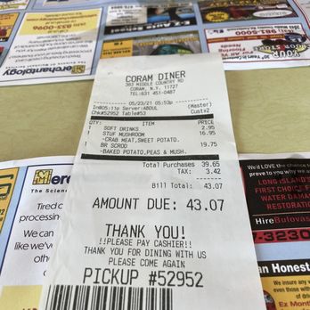 Coram Diner - The Bill for our Food - Diners Near Me - Coram, New York