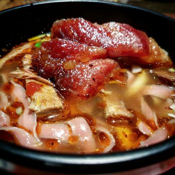 Dragon Legend - Absolutely delicious spicy beef noodle soup, with hand sliced noodles, braised brisket and a chunk of char-siu pork on top - Chinese Near Me - Markham, Ontario