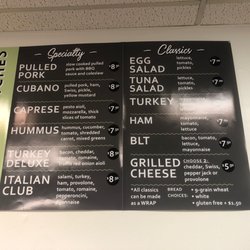 Parker’s Lunchbox - Sandwich menu