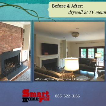 Smart Home Fix - before and after of a living room - Handyman Near Me - Knoxville, Tennessee Smart Home Fix - before and after of a living room - Handyman Near Me - Knoxville, Tennessee