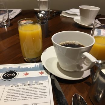 676 Restaurant & Bar - Coffee and Orange Juice Served Immediately upon seating with the menu - New American Near Me - Chicago, Illinois