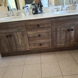 Bathroom vanities were original oak. Bathroom vanities were original oak.