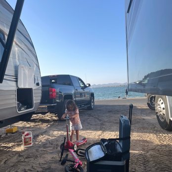 Crazy Horse Campgrounds - The minimal space between our trailer and our neighbor slide out - Campgrounds Near Me - Lake Havasu City, Arizona
