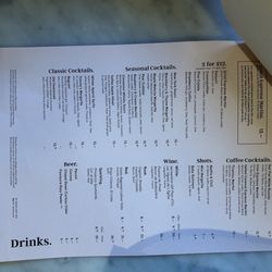 Covent Garden Grind - Drinks menu