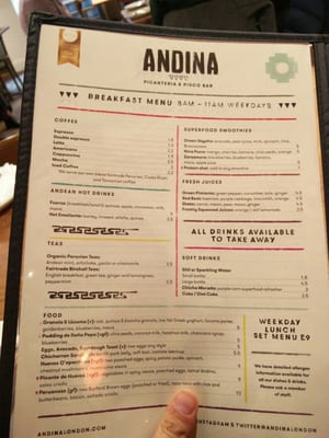 Menu photo 1 Andina London, XGL