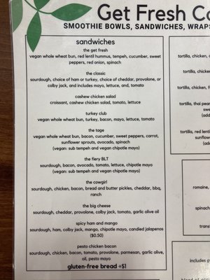 Menu photo 5 Get Fresh Cafe Iowa City, IA
