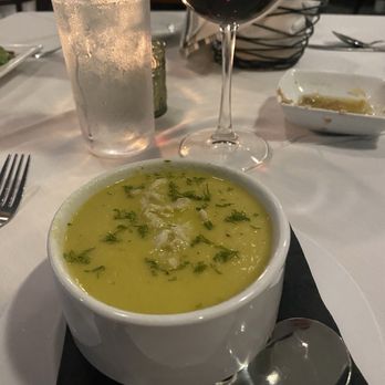 Nino's - Cantaloupe cucumber gazpacho with jalapeño and basil and crab meat - Italian Near Me - Baton Rouge, Louisiana Nino's - Cantaloupe cucumber gazpacho with jalapeño and basil and crab meat - Italian Near Me - Baton Rouge, Louisiana
