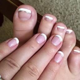 Love my french manicure with a silver sparkle line! Vegas Ready! Love my french manicure with a silver sparkle line! Vegas Ready!