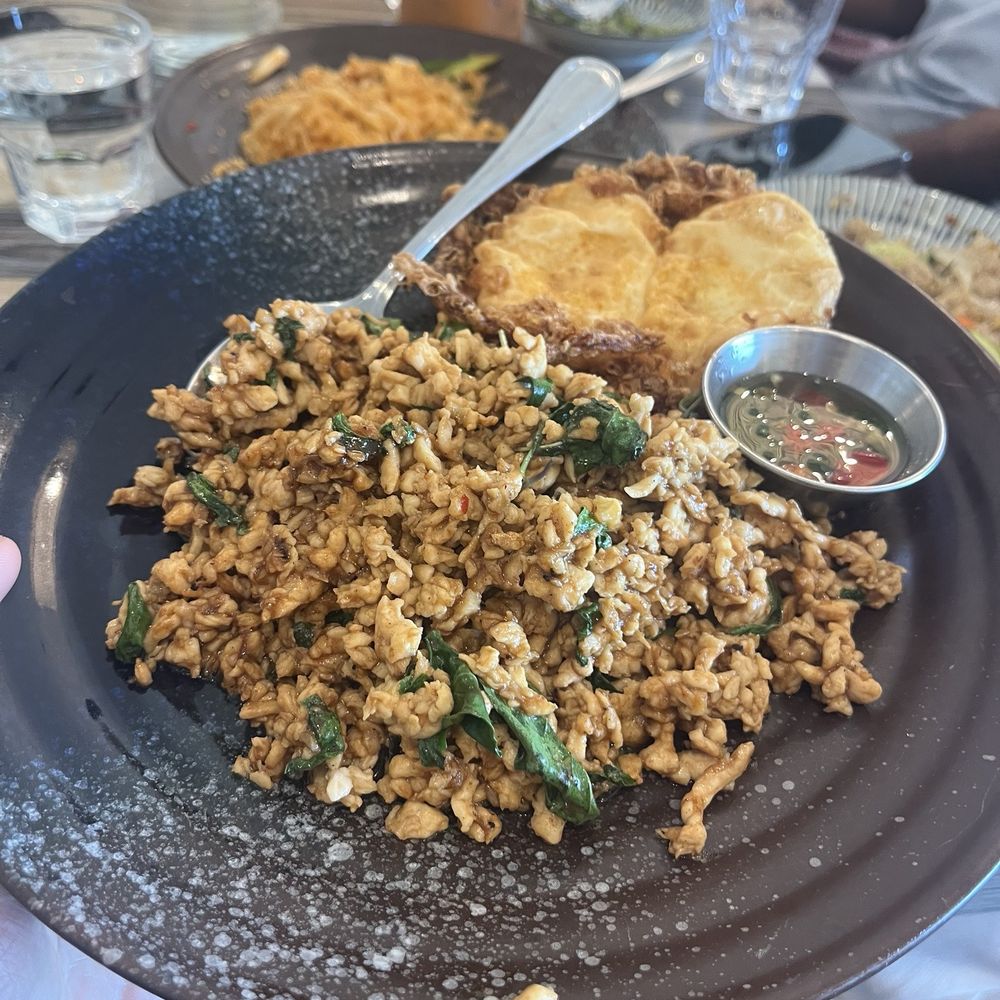 Ground chicken basil stir fried egg Ground chicken basil stir fried egg