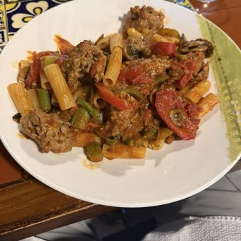 Trattoria Rustica - Sausage & Pepper added vegetable and pasta incredible!! - Pizza Near Me - Henderson, Nevada